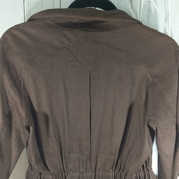 Cache Brown Linen Lightweight Fall Jacket Gold Accents XS Quiet Luxury Rich NWT - Picture 13 of 16